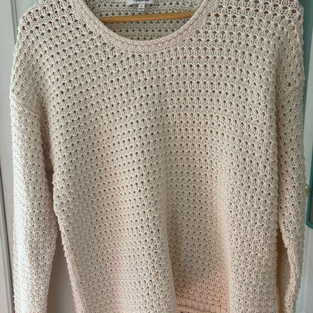 Madewell Cream Textured Sweater Size Medium crochet - Picture 4 of 15